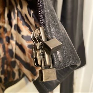 Women black lamb skin leather jacket XL